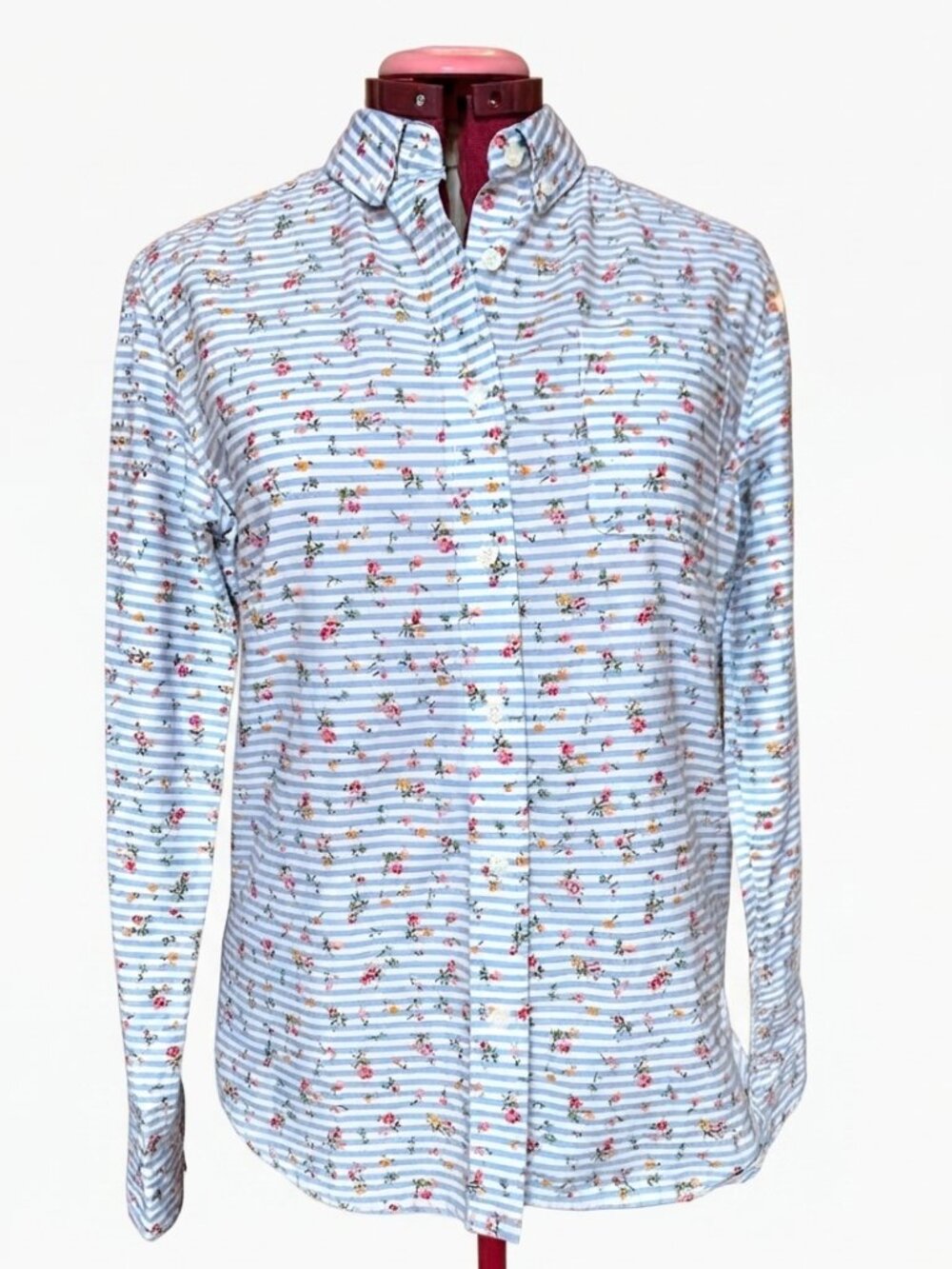 PENFIELD - Preppy Striped Floral Floral Long Sleeve Button-Down Shirt - Medium